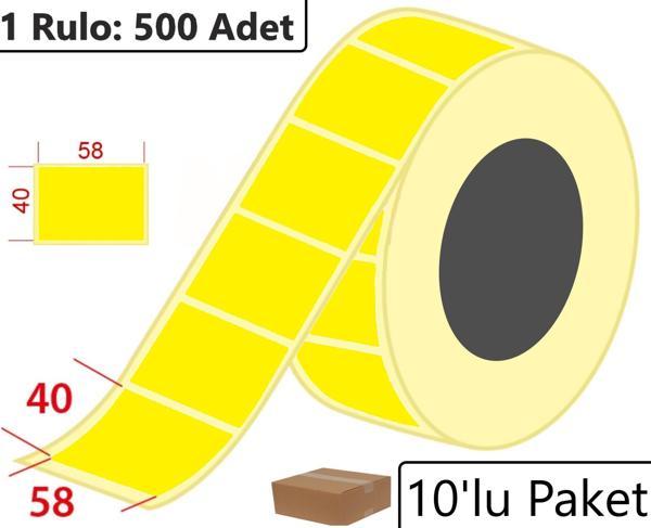 40x60 Eczane İlaç Etiketi 500'lü Sarım Sarı Zemin Termal Etiket 10'lu Paket - Image 1