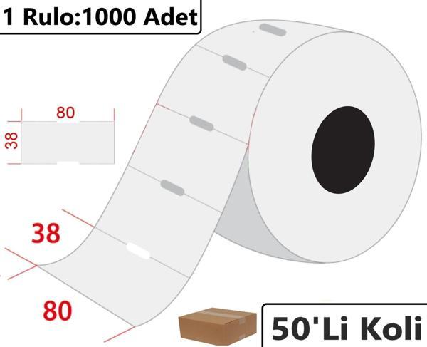 80x38 mm Karton Termal Raf Reyon Etiketi 1000'li Sarım 50'li Koli - Image 1