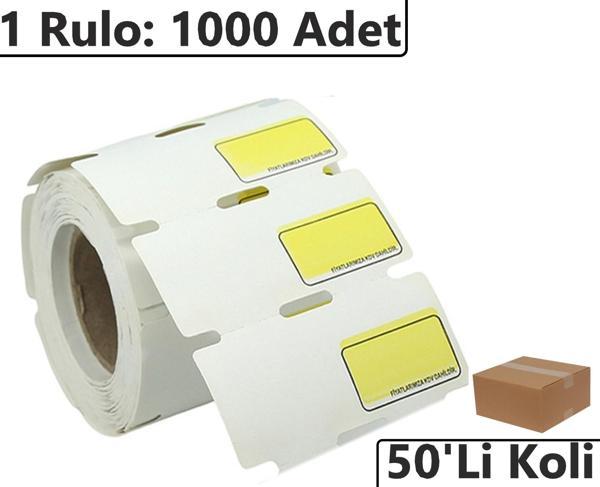 80x38 mm Karton Termal Raf Reyon Etiketi Sarı Fiyat Çerçeveli 1000'li Sarım 50'li Koli - Image 1