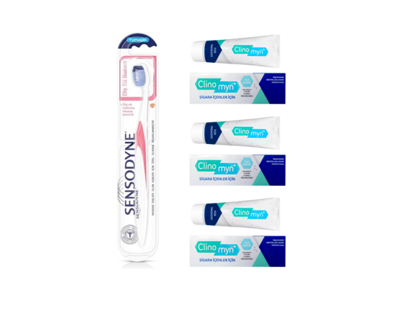 Sensodyne Yumuşak Diş Fırçası + 3 X Sigara Lekelerine Karşı Diş Macunu Seti - Image 1