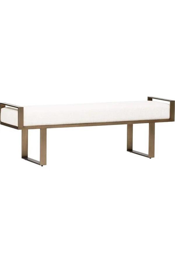 Bello Özel Tasarım Kolçaklı Metal Ayak Beyaz Minder Dekoratif Puf Bench - Image 1