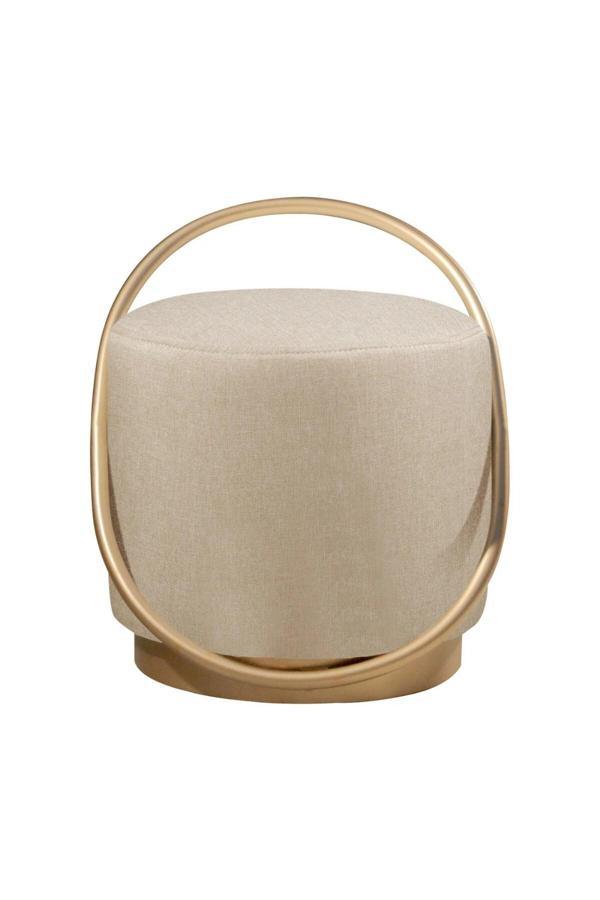 Loop Serisi Puf, Metal Halkalı Puf, Makyaj Oturağı ,Puf Bench Montajsız Oturak Gold Metal Ayaklı - Image 1