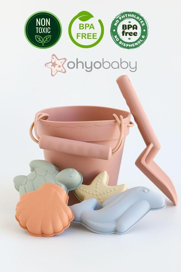 Ohyo Baby Silikon Banyo Ve Plaj Kova Seti - Sağlıklı Ve Doğal Çocuk Oyun Seti- Sütlü Kahve - Image 1