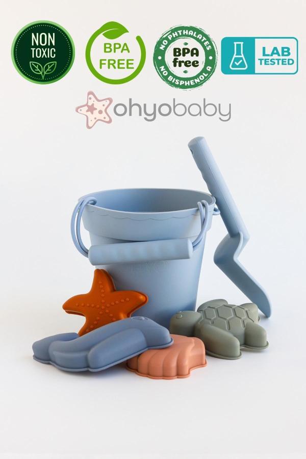Ohyo Baby Silikon Banyo Ve Plaj Kova Seti - Sağlıklı Ve Doğal Çocuk Oyun Seti- Mavi - Image 1