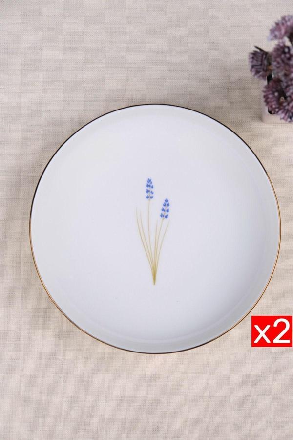 Tabak Evi Porselen Natura Lavanta Altın Yaldız Çukur Tabak 18,50cm 2 li - Image 1