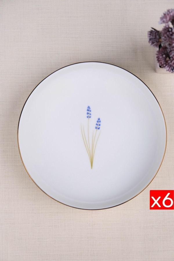 Tabak Evi Porselen Natura Lavanta Altın Yaldız Çukur Tabak 18,50cm 6 lı - Image 1