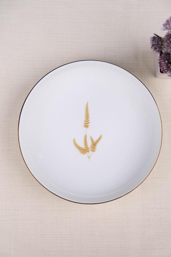 Tabak Evi Porselen Natura Marinum Altın Yaldız Çukur Tabak 18,50cm Tekli - Image 1