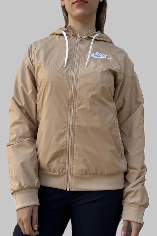 Nike Sportswear Windrunner Jacket Kadın Kapüşonlu Spor Ceket Bej - Image 1