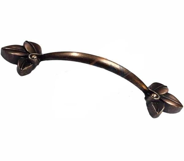 Dekoratif Zamak Yaprak Kulp - 96mm, Eskitme, 100 Adet - Image 1