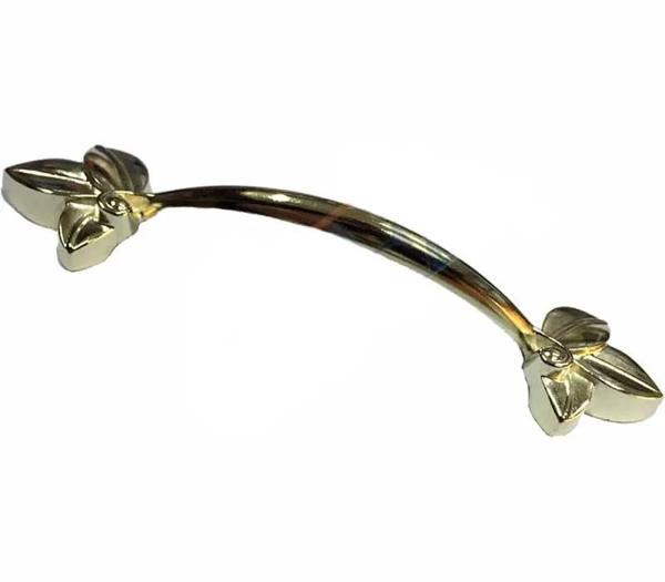 Dekoratif Zamak Yaprak Kulp - 96mm, Sarı, 1 Adet - Image 1