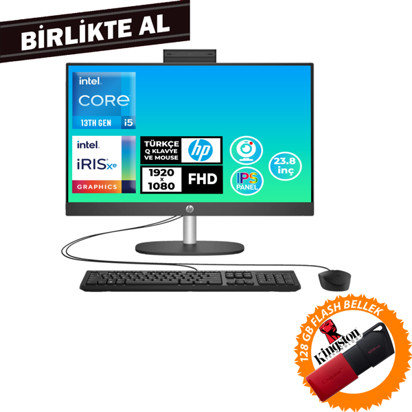 HP ProOne 240 G10 i5-1334U 8GB 512GB SSD 23.8"FHD W11P All In One PC + 128 GB Flash Disk B70VFAT 046 - Image 1