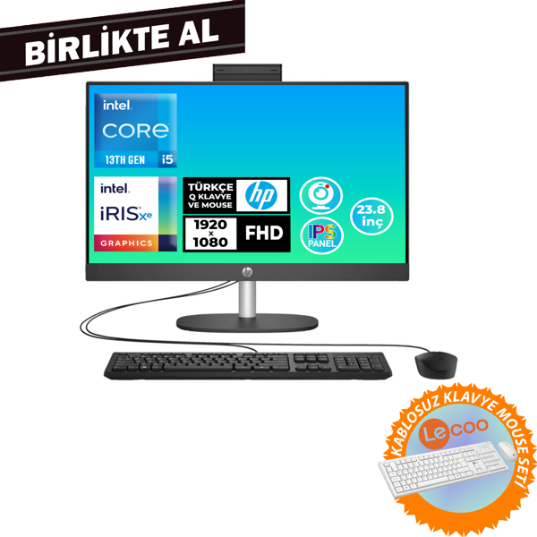 HP ProOne 240 G10 i5-1334U 32GB 512GB SSD 23.8" FHD W11P AIO PC + Kablosuz Klavye Mouse B70VFAT 054 - Image 1