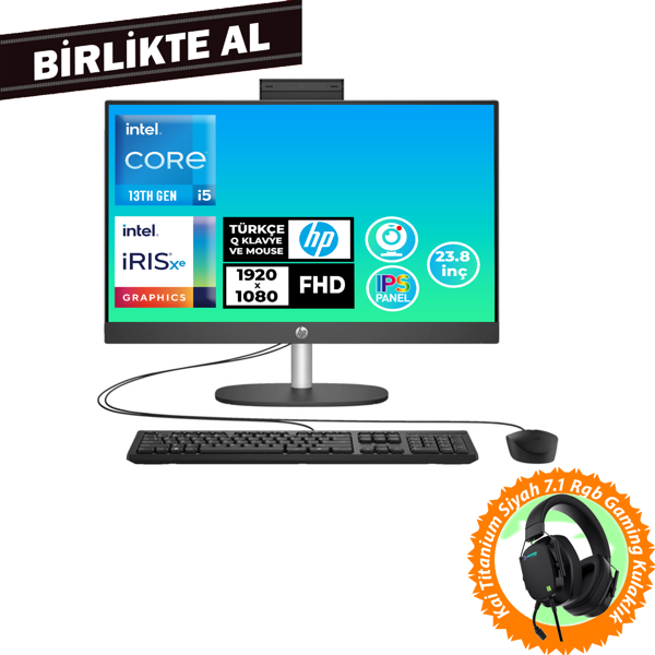 HP ProOne 240 G10 i5-1334U 16GB 512GB SSD 23.8" FHD Fdos All In One PC + Gaming Kulaklık B70VFAT 039 - Image 1