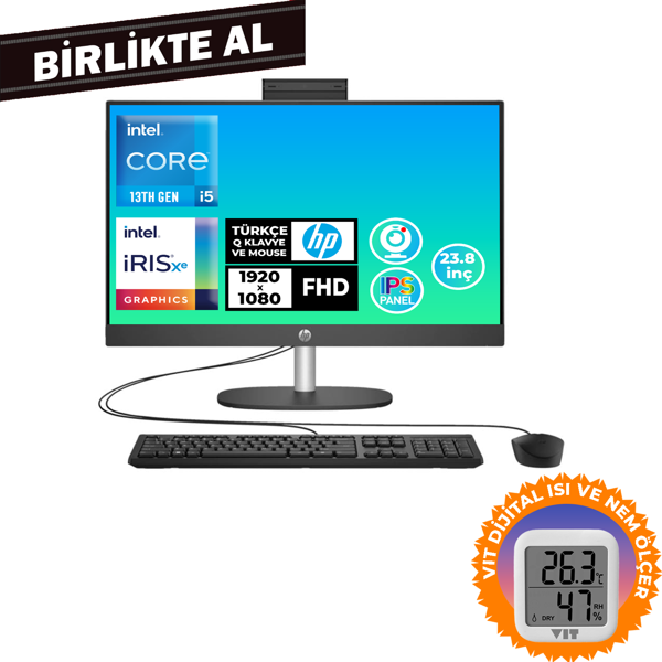 HP ProOne 240 G10 i5-1334U 32GB 512GB SSD 23.8" FHD Fdos All In One PC + VIT Termometre B70VFAT 043 - Image 1