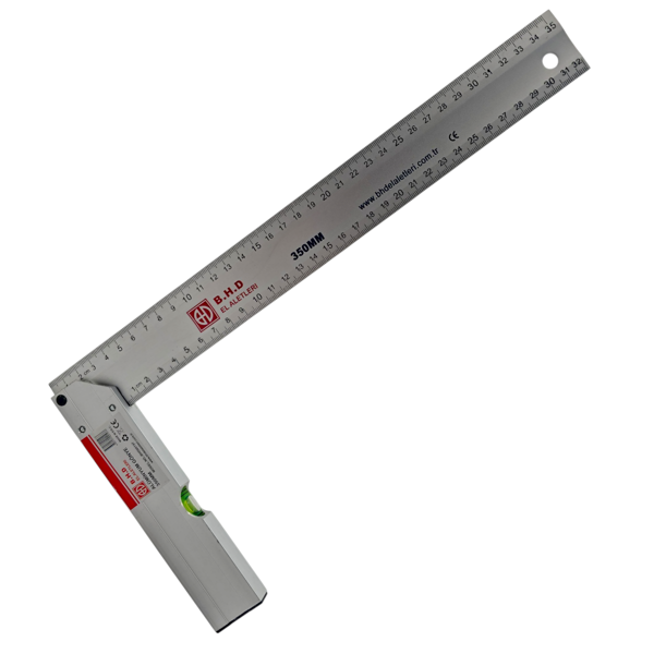 Fixonic B.H.D BHD00197 350mm/35cm Alüminyum L Marangoz Gönye/Su Terazili - Image 1