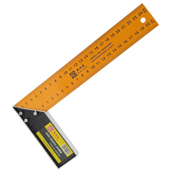 Fixonic B.H.D BHD00588 250mm/25cm Sarı L Marangoz Gönye - Image 1