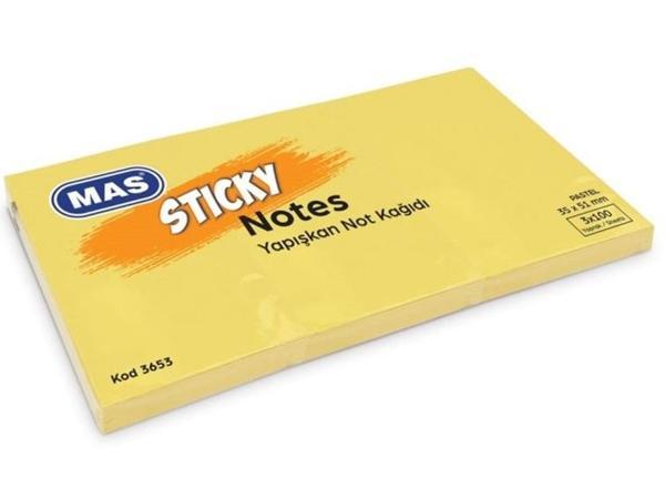 Mas Postit 35X51 Yapışkanlı Not Kağıdı 100 Sayfa 3 Lü Pastel Sarı - 2 adet - Image 1