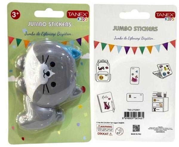 Tanex Jumbo Stickers Sukuşi Gri Kedi - Image 1