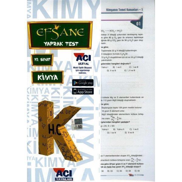 Efsane 10.Sınıf Kimya Çek Kopar Yaprak Test - Image 1