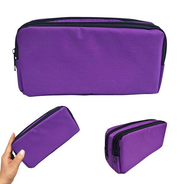 Mor Kalem Kutusu ( iki Bölmeli ) Çift Gözlü Kalemlik - Image 1