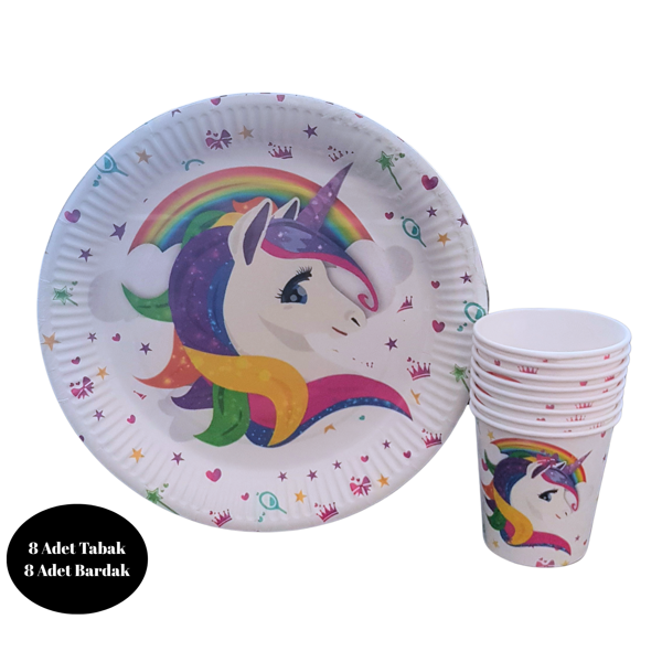 Unicorn Karton Tabak Bardak 8 li Set - Image 1