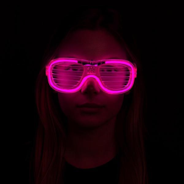 Nessiworld Pembe Led Işıklı Parti Gözlüğü - Neon Glow Şerit Gözlük 3 Modlu - Image 1