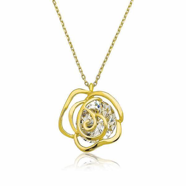 ​925 Ayar Gümüş Gold Gül Kadın Gümüş Kolye - Image 1