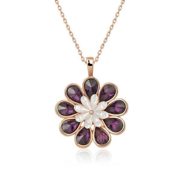 925 Ayar Gümüş Erguvan Çiçeği Kadın Gümüş Kolye - Image 1