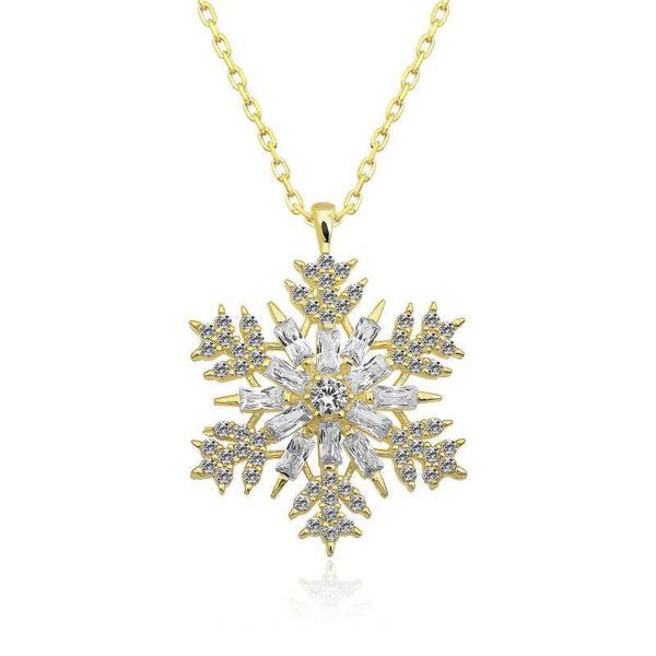 925 Ayar Gümüş Gold Kar Tanesi Kadın Gümüş Kolye - Image 1