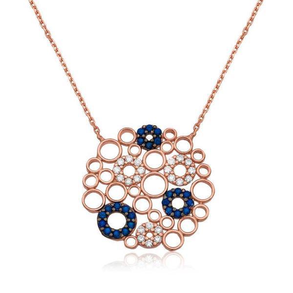 925 Ayar Gümüş Mozaik Yuvarlak Kadın Gümüş Kolye - Image 1