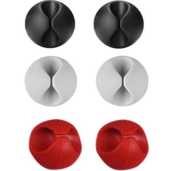 Yapışkanlı Kablo Sabitleyici Düzenleyici 6 lı Paket (2 Beyaz-2 Kırmızı-2 Siyah) - Image 1
