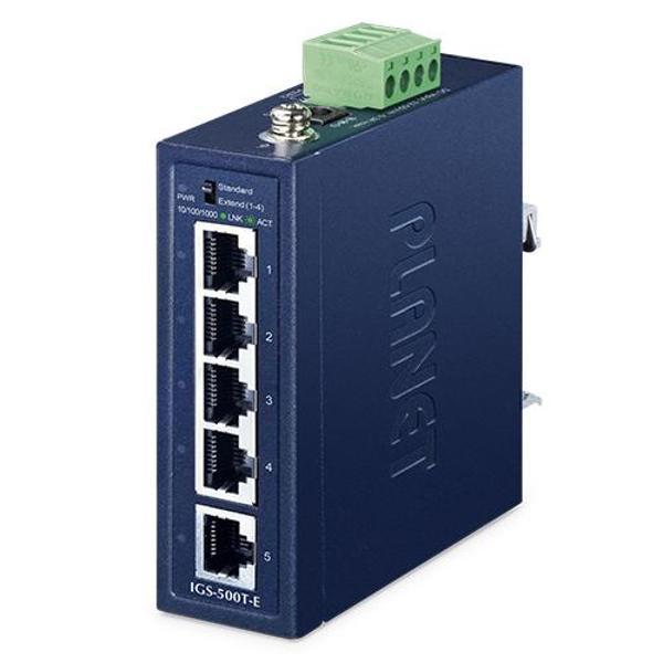 Compact Industrial 5-Port 10/100/1000T Ethernet Switch (-40~75 degrees C) - Image 1