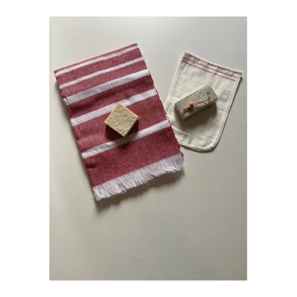 Gelin Hamamı Seti, Premium Peştemal , Ponza Topuk Taşı, Doğal Zeytinyağı Sabun, Kese 4lü Set - Image 1