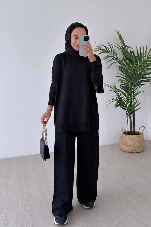 Işıltılı Merserize Takım - Siyah - Image 1