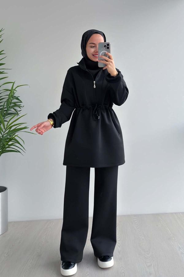 Tasarım Yaka Scuba Takım - Siyah - Image 1