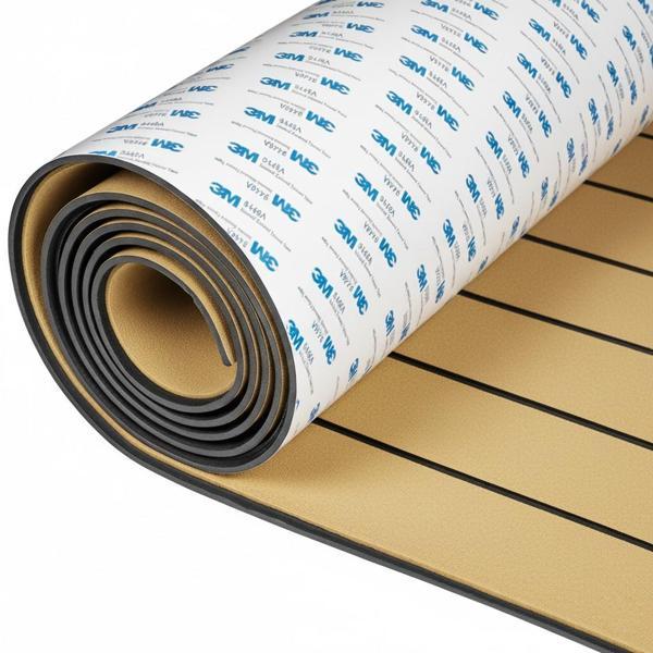240 X 120 CM AÇIK KAHVERENGİ (GOLD) EVA SUNİ TEAK (TİK) DECK 3M BANTLI TEKNE, YAT, HAVUZ KENARI VE KARAVAN İÇİN ZEMİN KA - Image 1