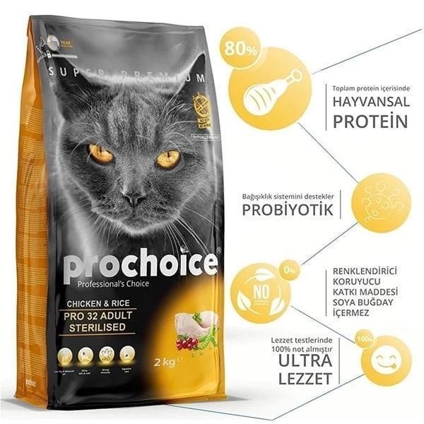 Pro Choice Pro 32 Sterilised Tavuklu Kısırlaştırılmış Kedi Maması 15 Kg - Image 1