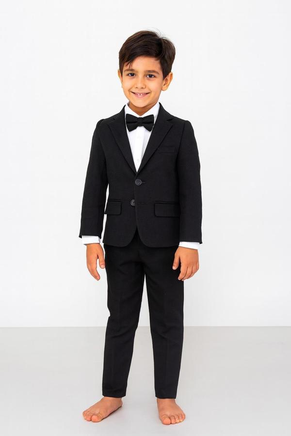Çocuk Siyah Takım Elbise – 4  Parça (Ceket, Gömlek, Pantolon + Papyon) 5430 - Image 1