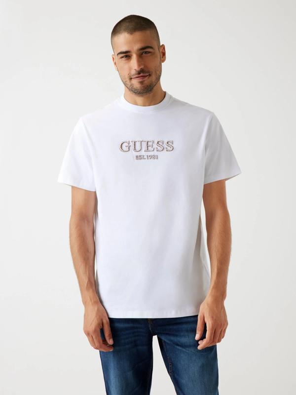 Guess Embroidery Erkek Beyaz Regular Fit T-Shirt M5BI09K8FQ4-G011 - Image 1