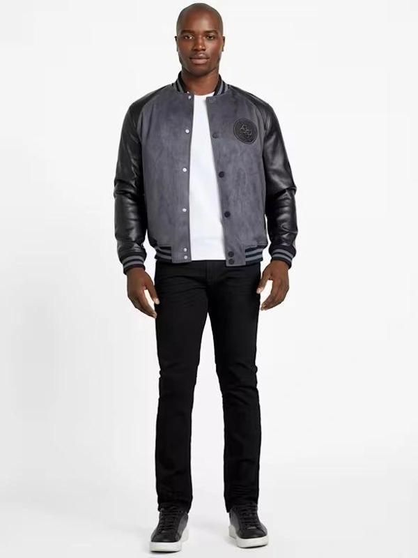 Guess Varsity Erkek Antrasit Bomber Ceket M5BL2BK1062-FJ7G - Image 1