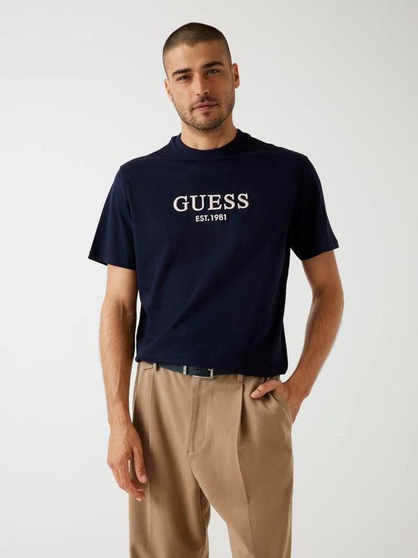Guess Embroidery Erkek Lacivert Regular Fit T-Shirt M5BI09K8FQ4-G7V2 - Image 1