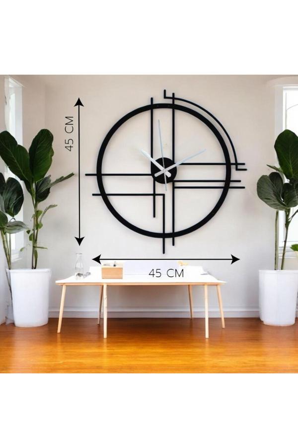 Create Handle 45 Cm Siyah Çelik Duvar Saati – Sessiz Quartz Mekanizma, Paslanmaz Ve Dayanıklı Tasarım - Image 1