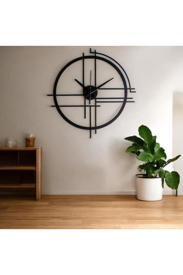 Create Handle 45 Cm Siyah Çelik Duvar Saati – Sessiz Quartz Mekanizma, Paslanmaz Ve Dayanıklı Tasarım - Image 1