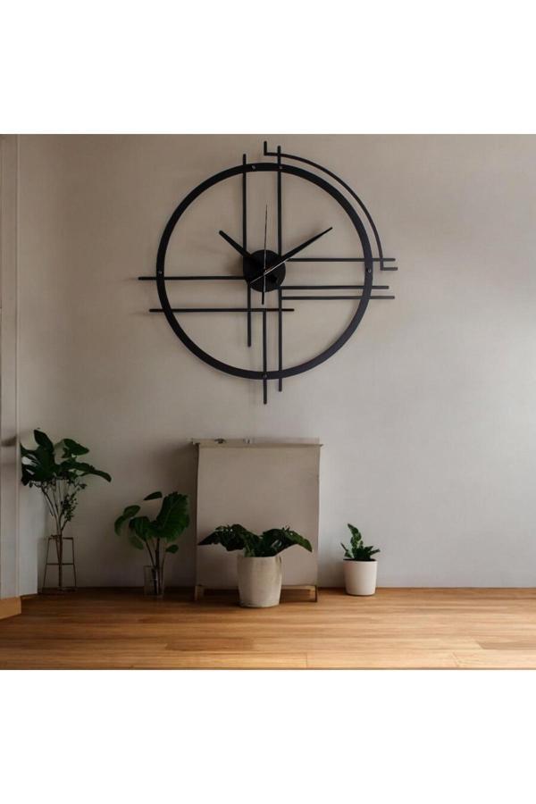 Create Handle 50 Cm Siyah Çelik Duvar Saati – Sessiz Quartz Mekanizma, Paslanmaz Ve Dayanıklı Tasarım - Image 1