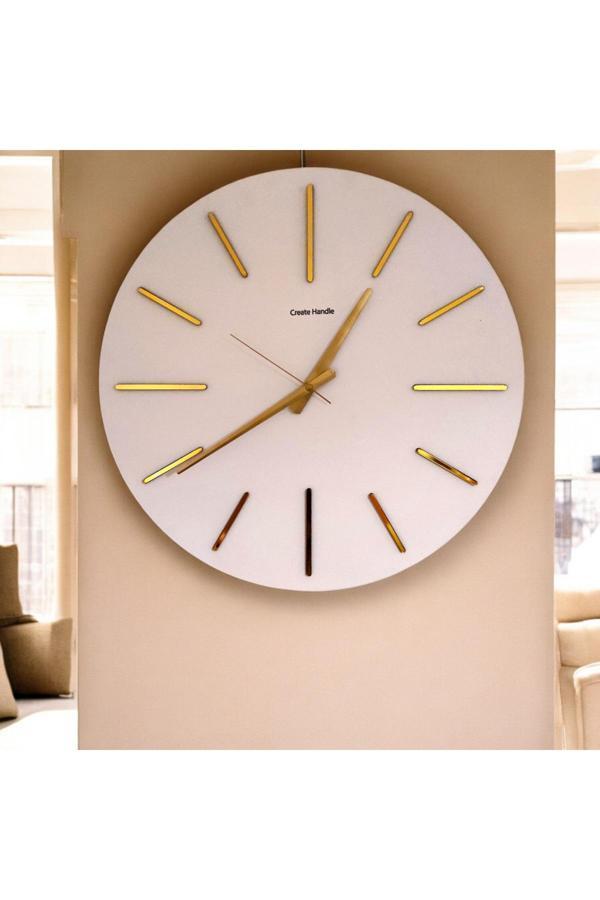 Create Handle Create&Handle 50X50 Cm Kabartmalı Aynalı Pleksi Duvar Saati - Quartz Mekizma, Şık Ahşap Tasarım - Image 1