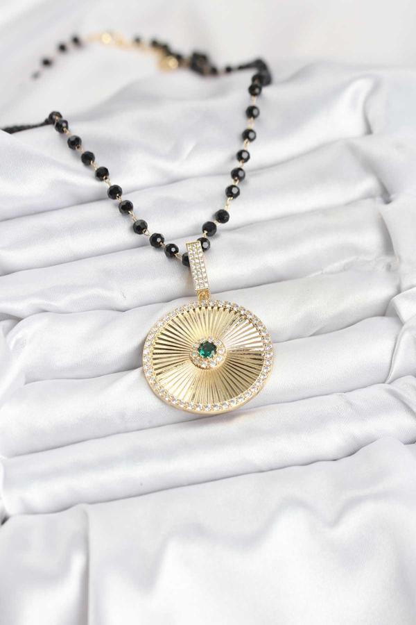 Zarif Kadın için Çelik Kristal Boncuklu Zincir Kolye - Image 1