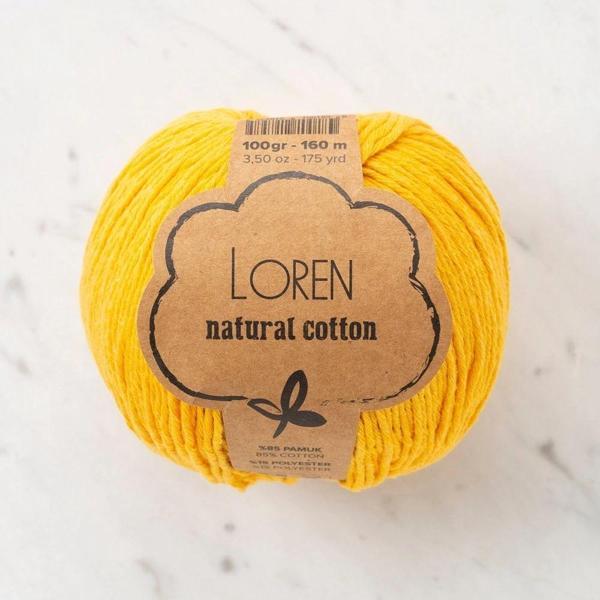 Loren Natural Cotton Hardal Sarı El Örgü İpi - R002 - 33919 - Image 1