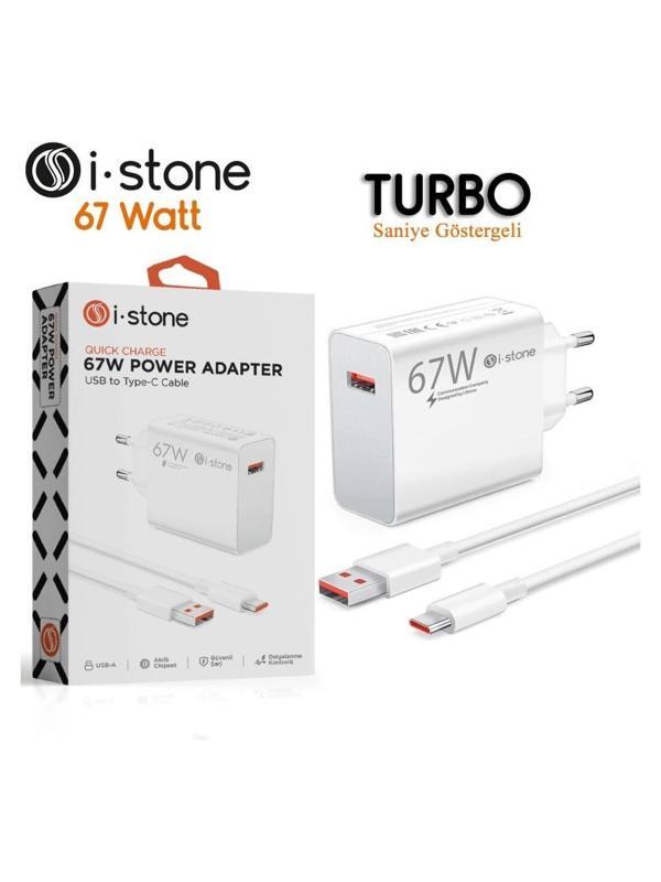 Stn 67 67W Turbo Smart Şarj Adaptörü + USB To Type C Kablo Beyaz - Image 1