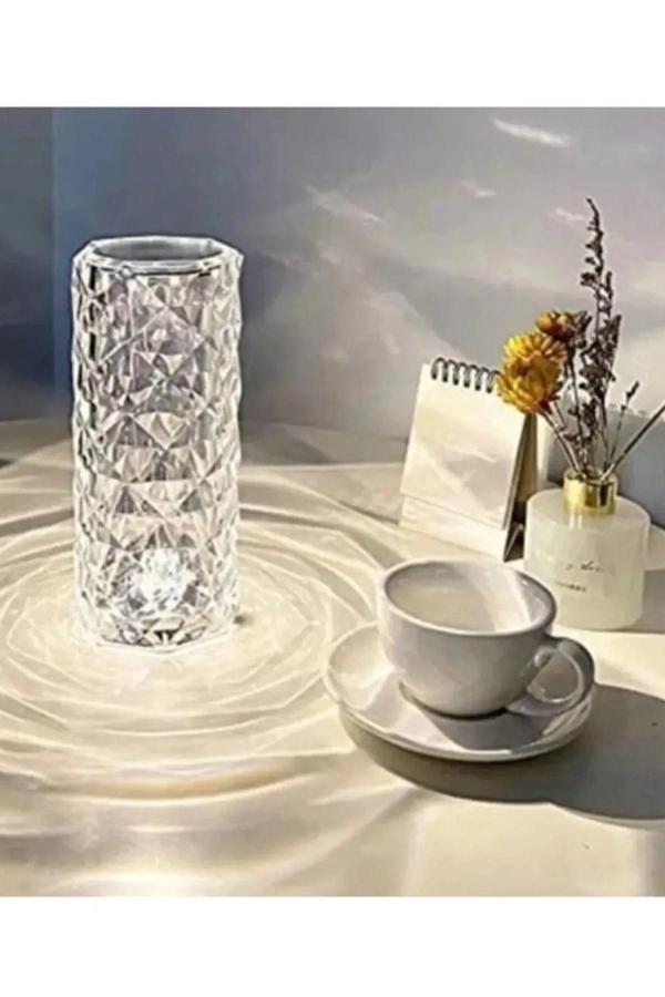 Projeksiyon Masa Lambası Kristal Elmas Led Dokunmatik Sensör Usb Şarj Bar Restoran Masa Lambası - Image 1
