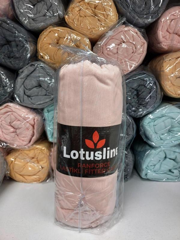 Lotusline Ranforce Fitted Lastikli Battal Çift Kişilik Çarşaf Seti (180x200+30)-Pudra - Image 1